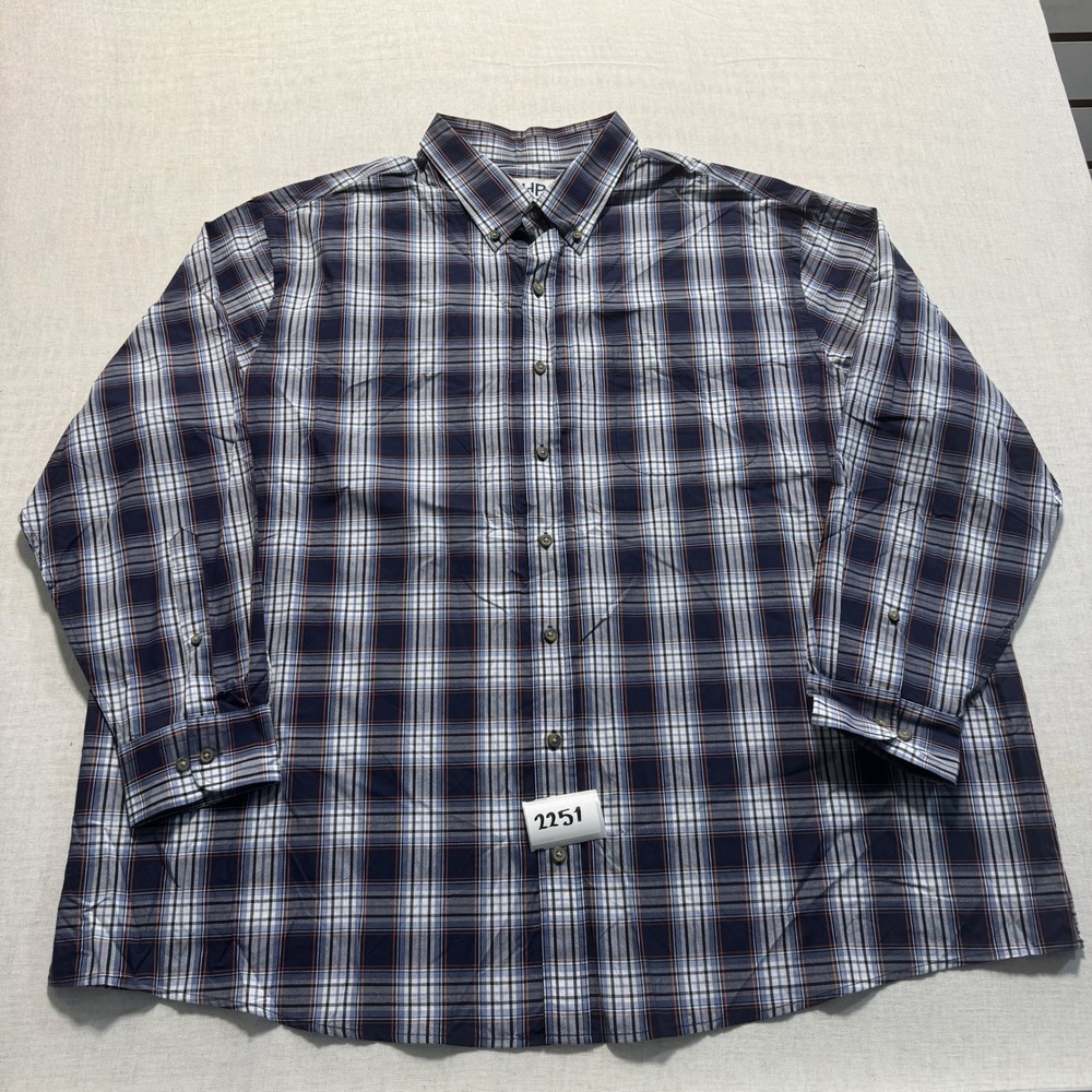 HB Plaid Button Down Shirt Mens 3XL Blue Excellent